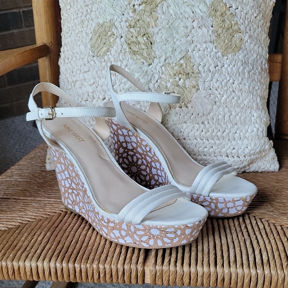 Nine West platform, cork detail wedges, size 10M